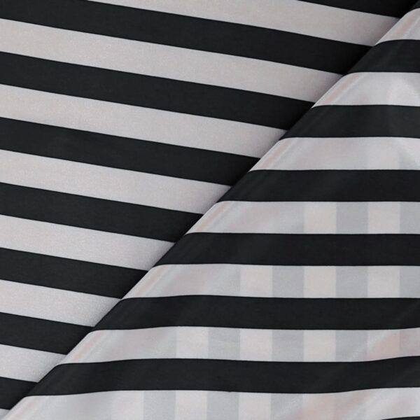 Tessuto Raso Stampato Fantasia - Rigato Nero fondo Bianco