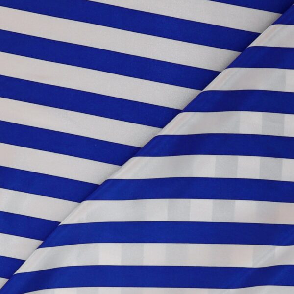 Tessuto Raso Stampato Fantasia - Rigato Royal fondo Bianco