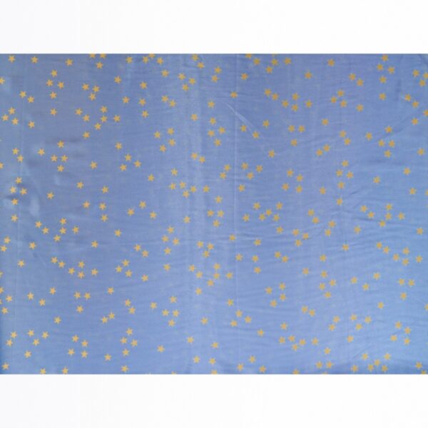 Tessuto Raso Stampato Fantasia - Stelline Oro fondo Celeste