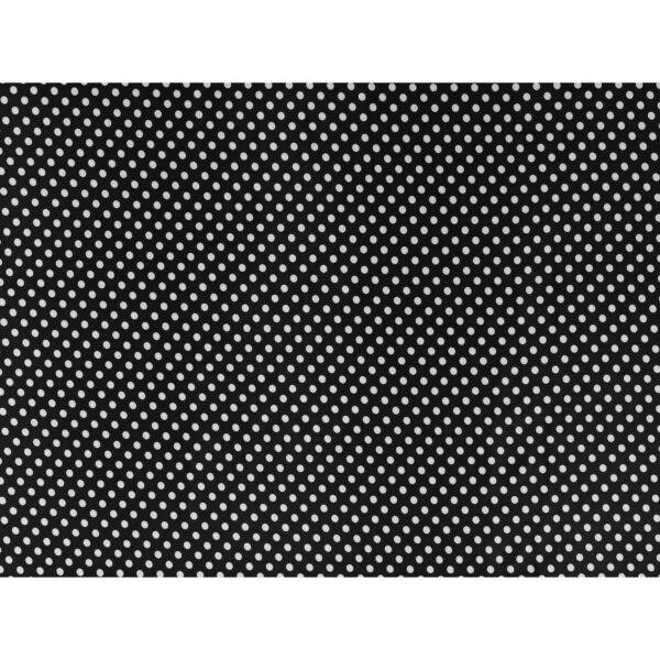Tessuto Raso Stampato Fantasia - Pois Piccolo Bianco fondo Nero