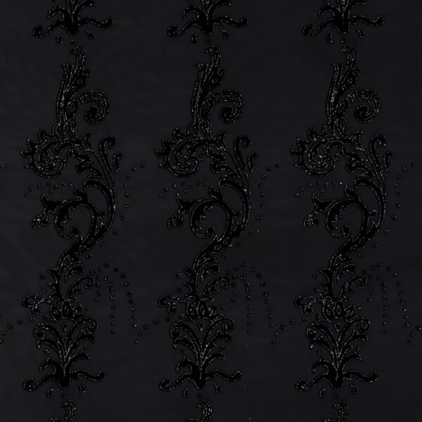 Lycra Fantasia Floccato Mata - Nero - Glitter Nero