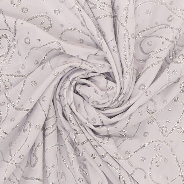 Lycra Fantasia Scarabeo Glitter Bianco Argento