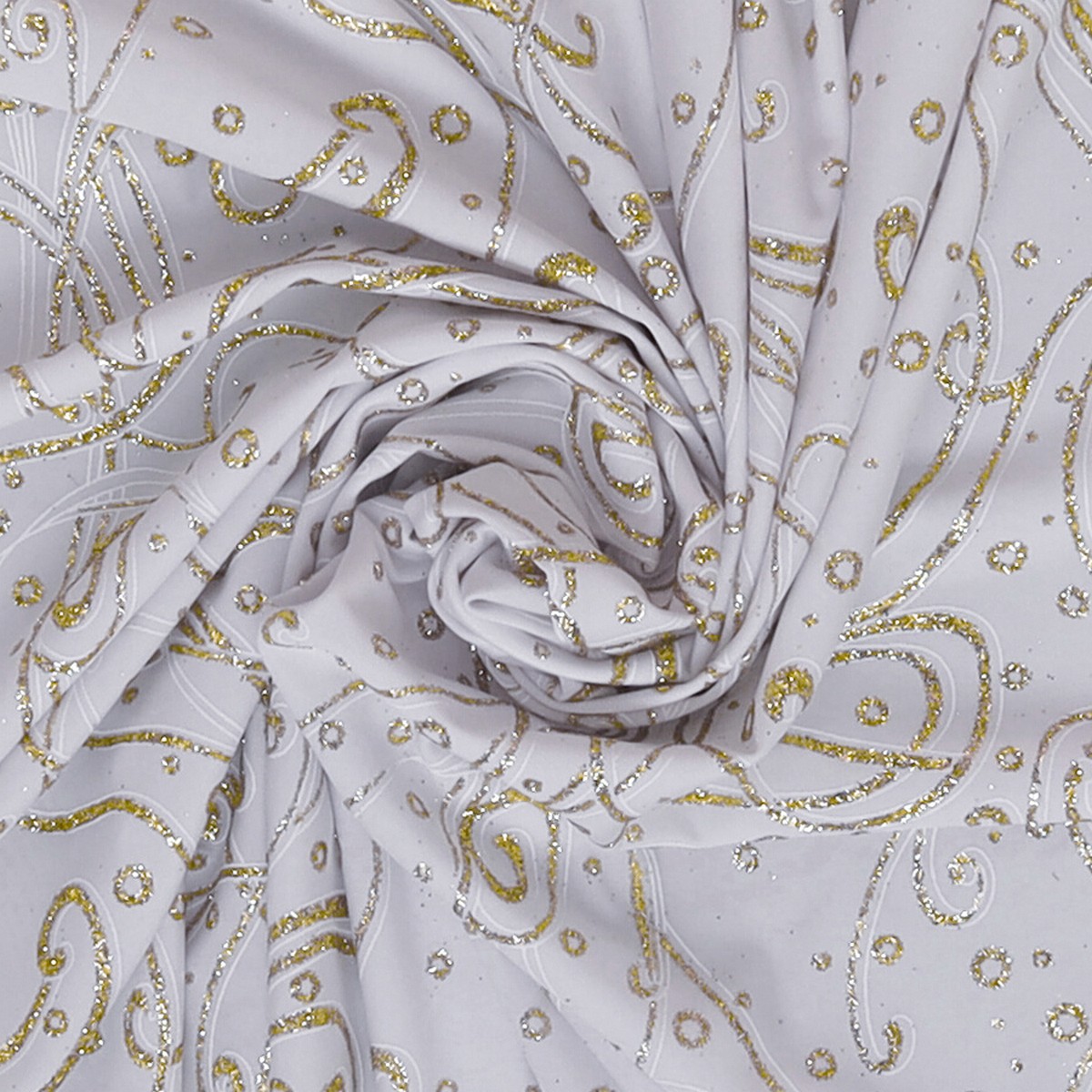 Lycra Fantasia Scarabeo Glitter Bianco Oro