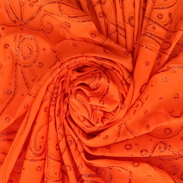 Lycra Fantasia Scarabeo Glitter Arancio Fluo