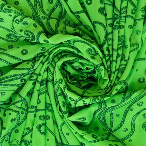 Lycra Fantasia Scarabeo Glitter Verde Fluo