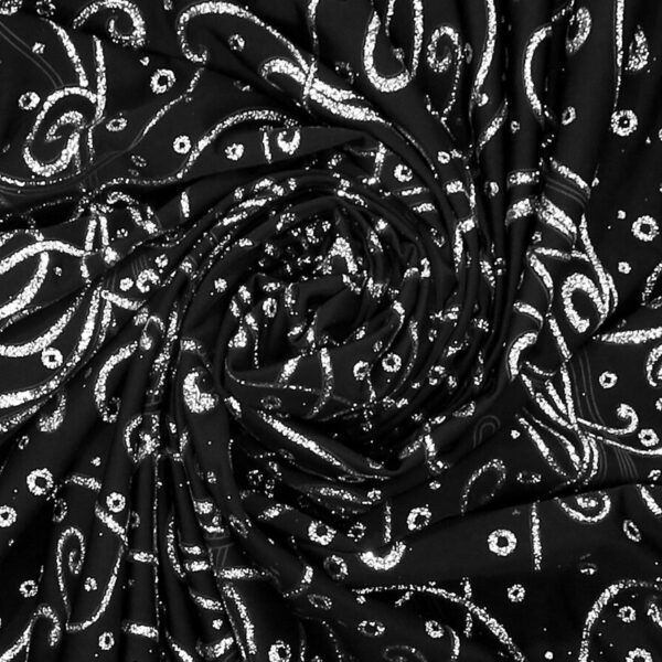 Lycra Fantasia Scarabeo Glitter Nero Argento