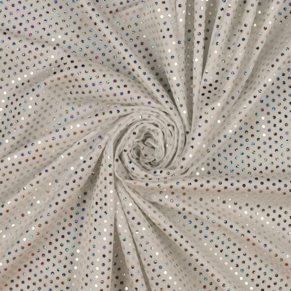 Lycra Fantasia Lux Bianco Paillettes Argento