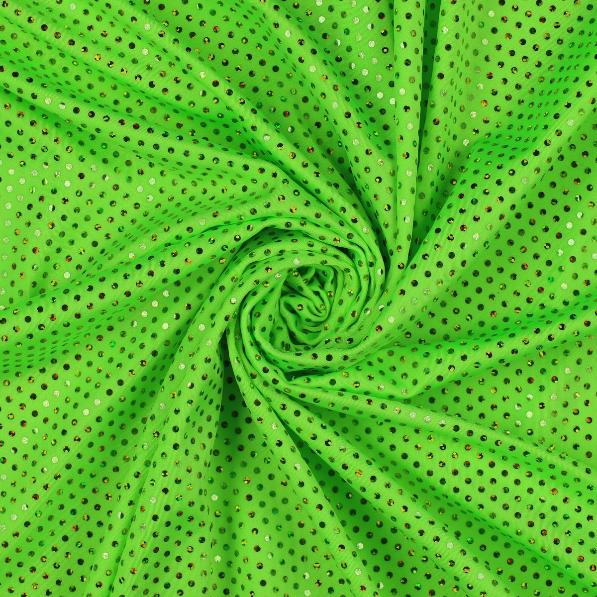 Lycra Fantasia Lux Verde Fluo Paillettes Multicolor