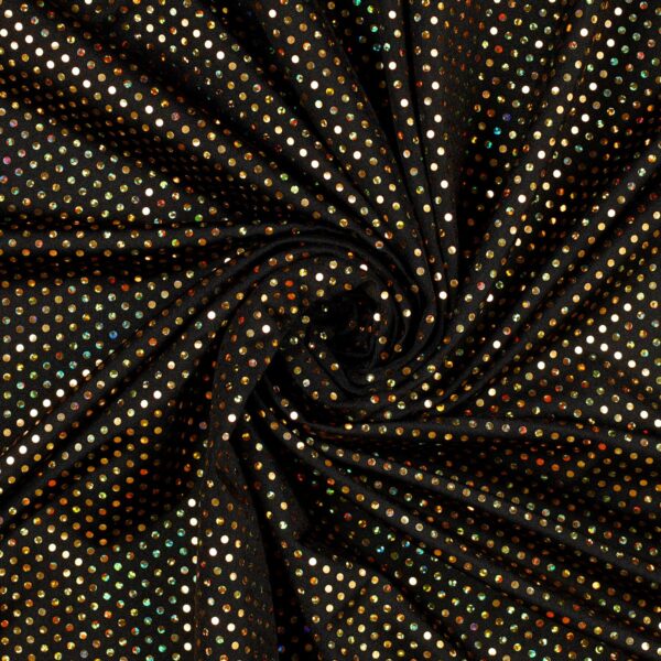 Lycra Fantasia Lux Nero Paillettes Oro