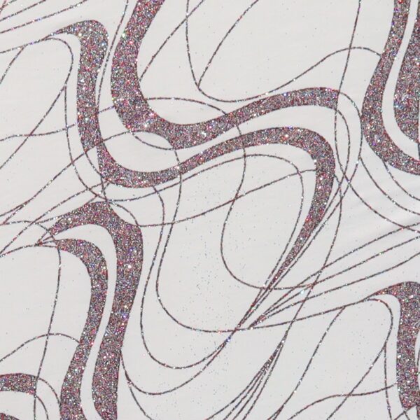 Lycra Fantasia Vortice Multi Glitter Bianco