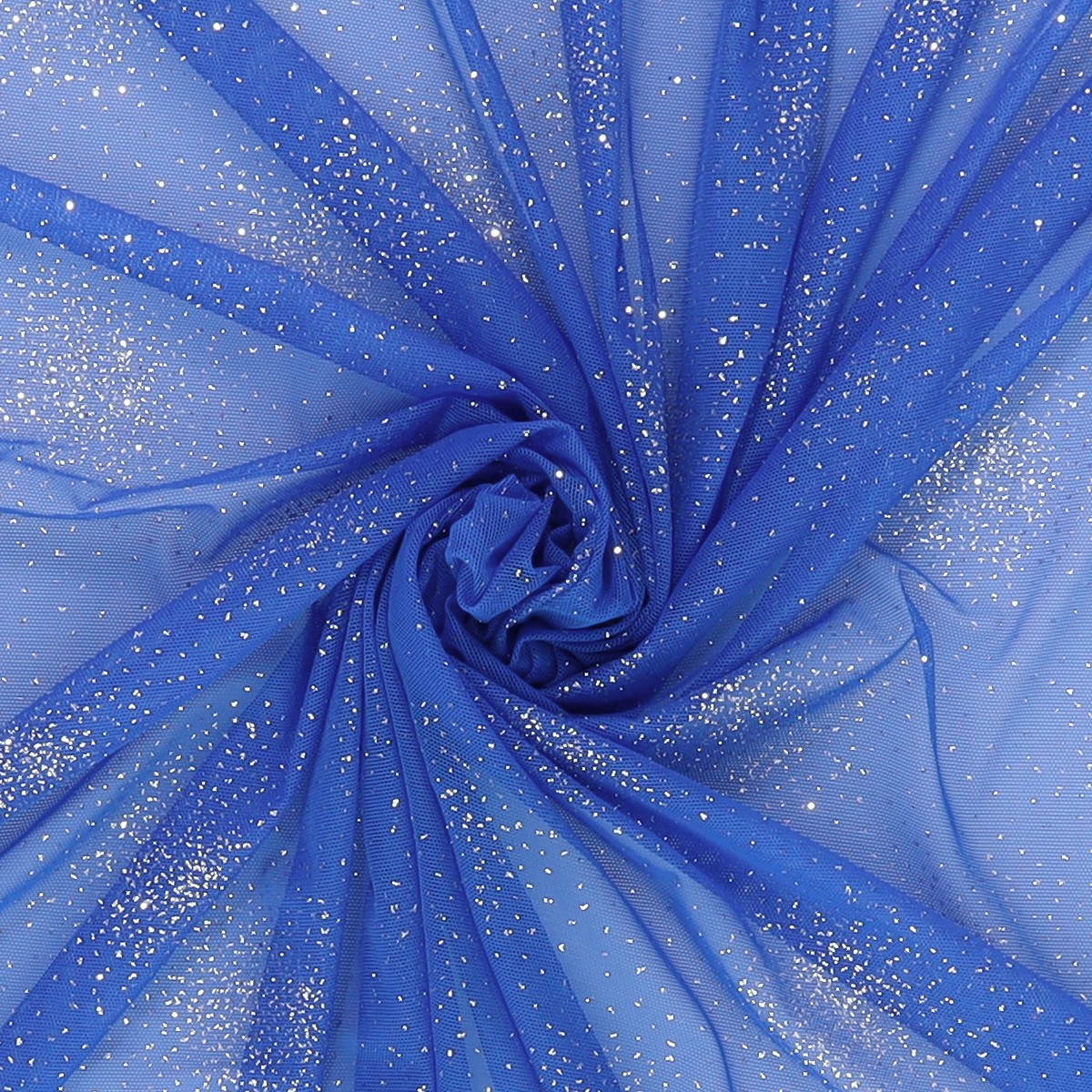 Tessuto Mesh (Tulle) Monoelastico Esplosione Glitter - al Metro - Blu Royal  Glitter Argento 