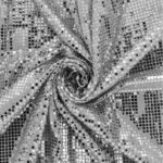 Maglia Elastica Lurex con Paillettes Quadrata - Bianco Paillettes Argento