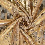 Maglia Elastica Lurex con Paillettes Quadrata - Bianco Paillettes Oro