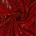 Maglia Elastica Lurex con Paillettes Quadrata - Rosso Paillettes Rossa