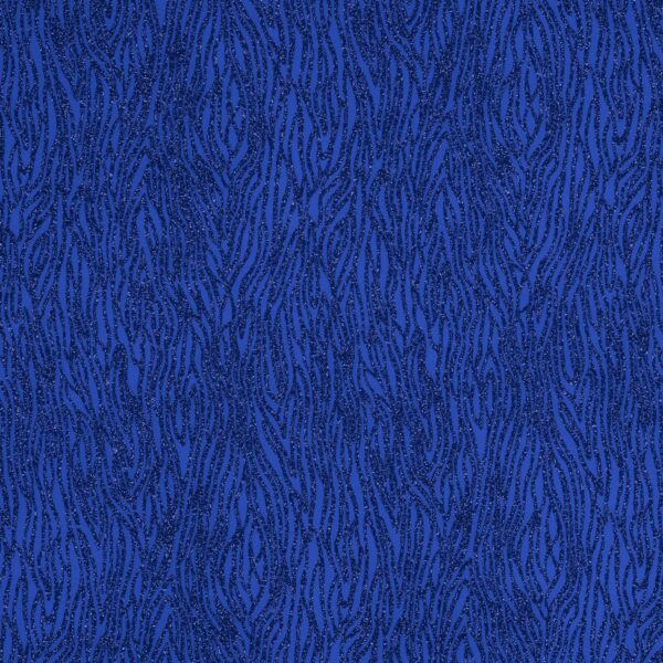 Tessuto mesh bielastico zebra glitter tono su tono Blu Royal - foto estesa