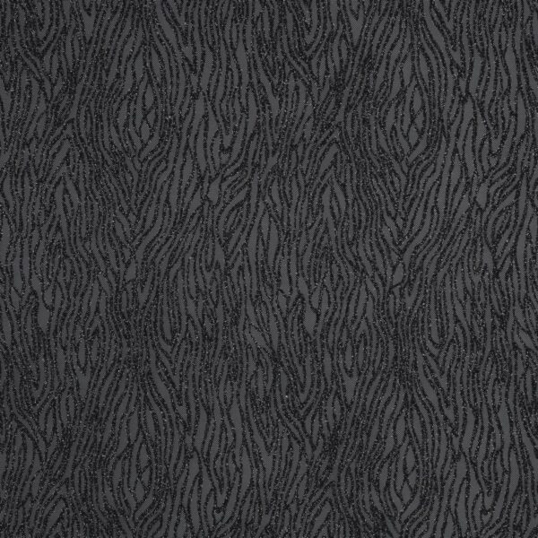 Tessuto mesh bielastico zebra glitter tono su tono Nero - foto estesa