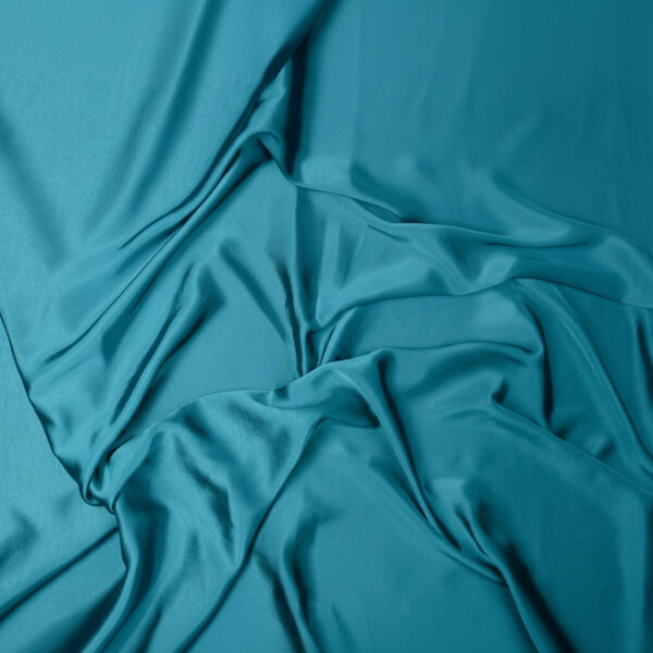 Tessuto Cupro Satin Manoseta Debacato - al Metro - TURCHESE OCEANO