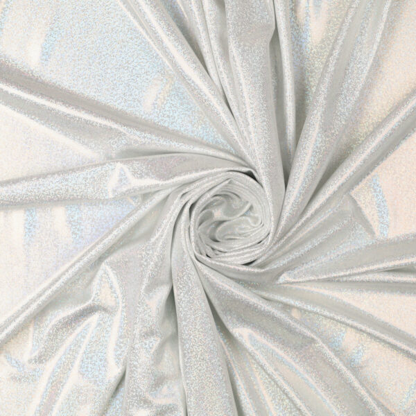 Lycra Fantasia Glitter Foil New - al Metro - Bianco Argento