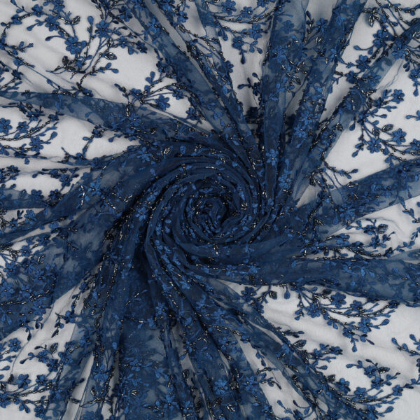 Pizzo Macramè Pregiato – Fantasia Ramoscello – Mezzo Metro – Blu