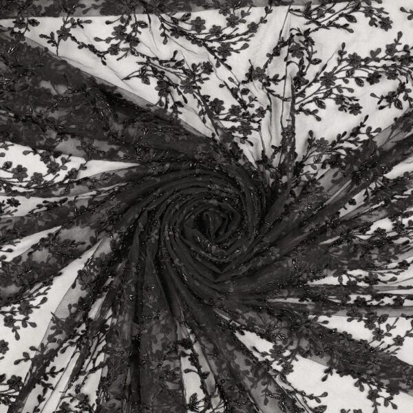 Pizzo Macramè Pregiato – Fantasia Ramoscello – Mezzo Metro – Nero