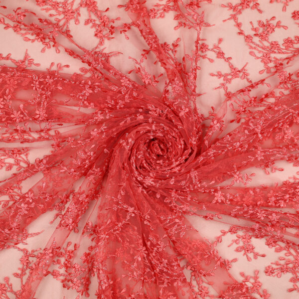 Pizzo Macramè Pregiato – Fantasia Ramoscello – Mezzo Metro – Rosso