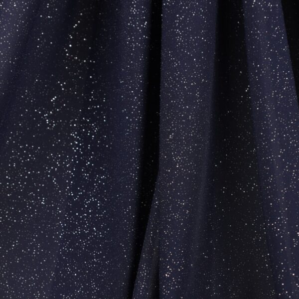 Tessuto Mesh (Tulle) Monoelastico Glitter Polvere di Stelle - al Metro - Blu Navy Glitter Argento