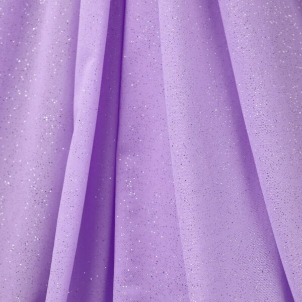 Tessuto Mesh (Tulle) Monoelastico Glitter Polvere di Stelle - al Metro - Lilla Glitter Argento