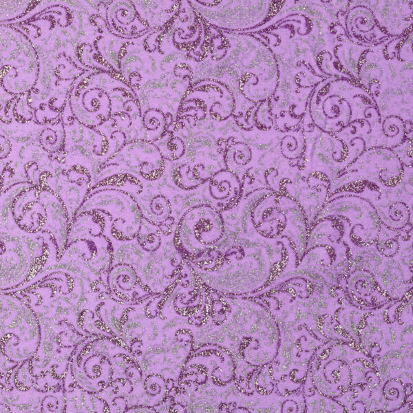 Velluto Bielastico Glitter Bicolore Barocco - al Metro - Lilla Glitter Argento