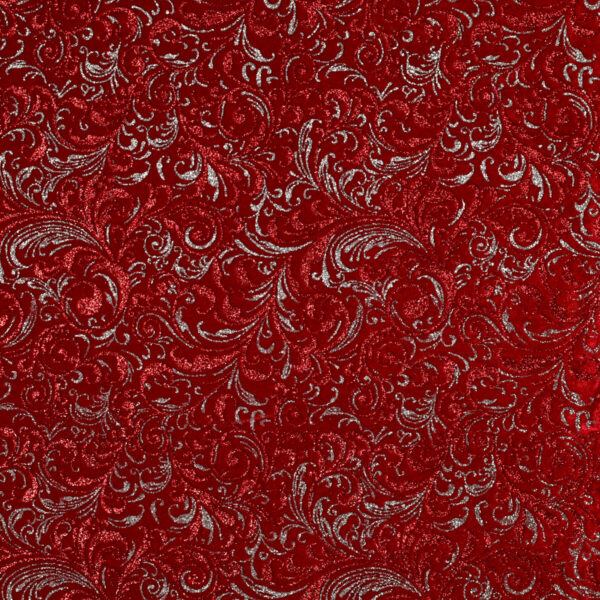 Velluto Bielastico Glitter Bicolore Barocco - al Metro - Bordeaux Glitter Argento
