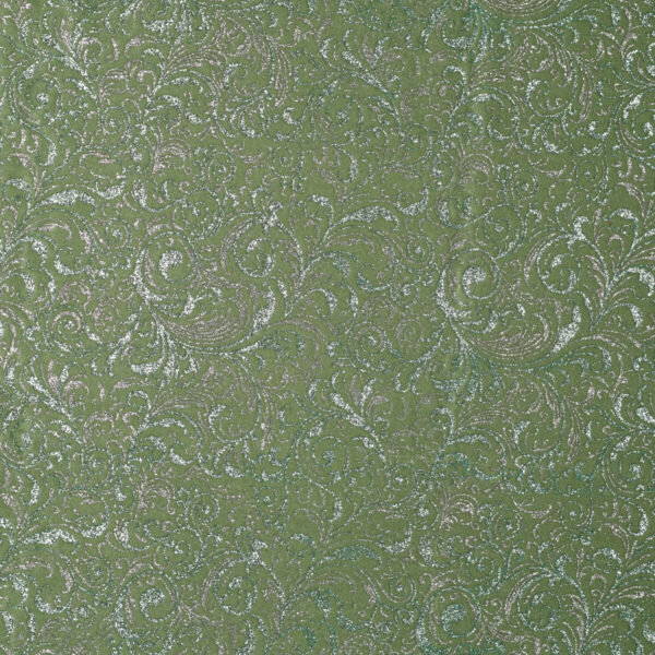 Velluto Bielastico Glitter Bicolore Barocco - al Metro - Salvia Glitter Argento