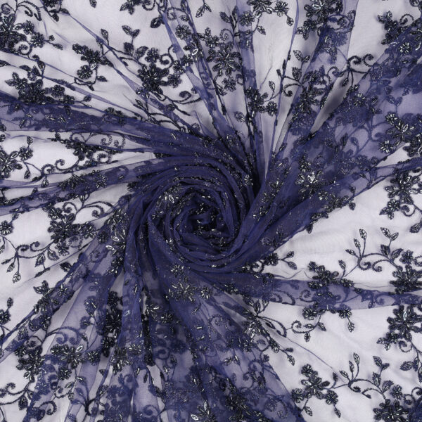 Pizzo Macramè Pregiato – Fantasia Fiorellino – Mezzo Metro – Blu Navy