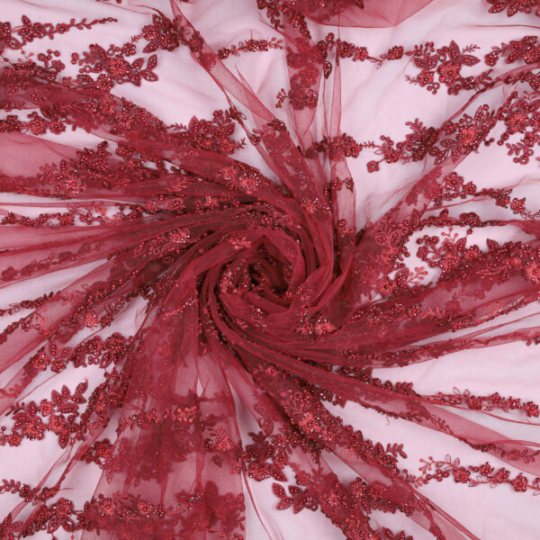 Pizzo Macramè Pregiato – Fantasia Linea Fiorita – Mezzo Metro – Bordeaux