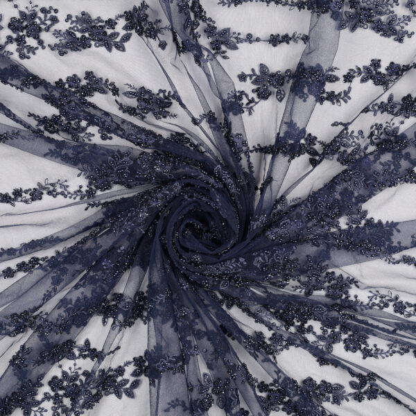 Pizzo Macramè Pregiato – Fantasia Linea Fiorita – Mezzo Metro – Blu Navy