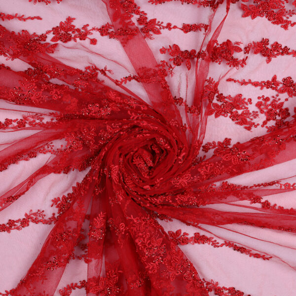 Pizzo Macramè Pregiato – Fantasia Linea Fiorita – Mezzo Metro – Rosso