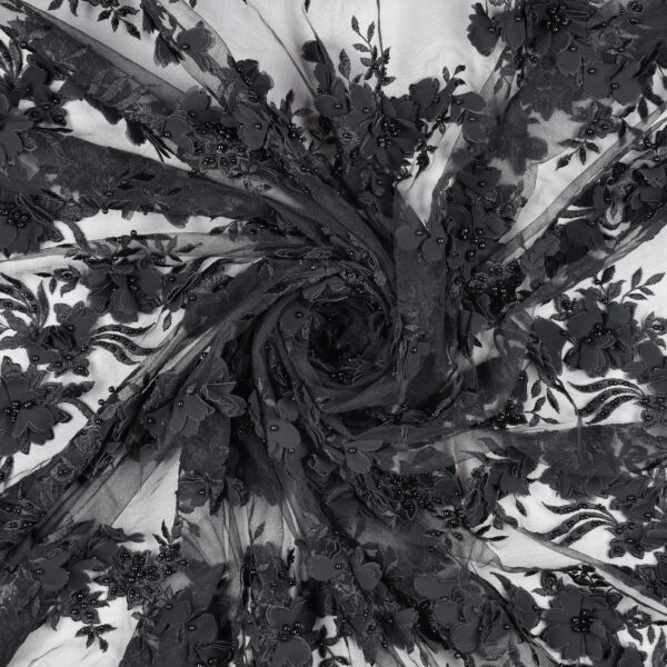 Pizzo Macramè Pregiato – Fantasia Paillettes – Mezzo Metro – Nero