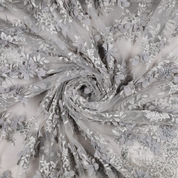 Pizzo Macramè Pregiato – Fantasia Paillettes – Mezzo Metro – Grigio