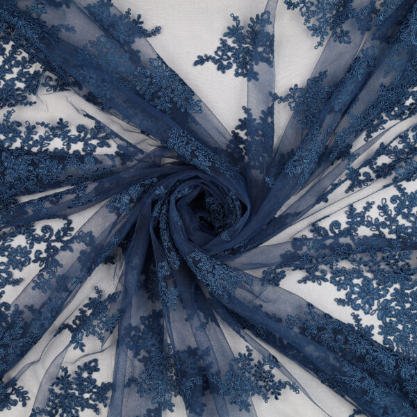 Pizzo Macramè Pregiato - Fantasia Giglio - Mezzo Metro - Blu Indaco