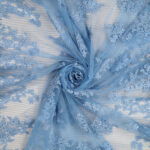 Pizzo Macramè Pregiato - Fantasia Giglio - al Metro - Celeste