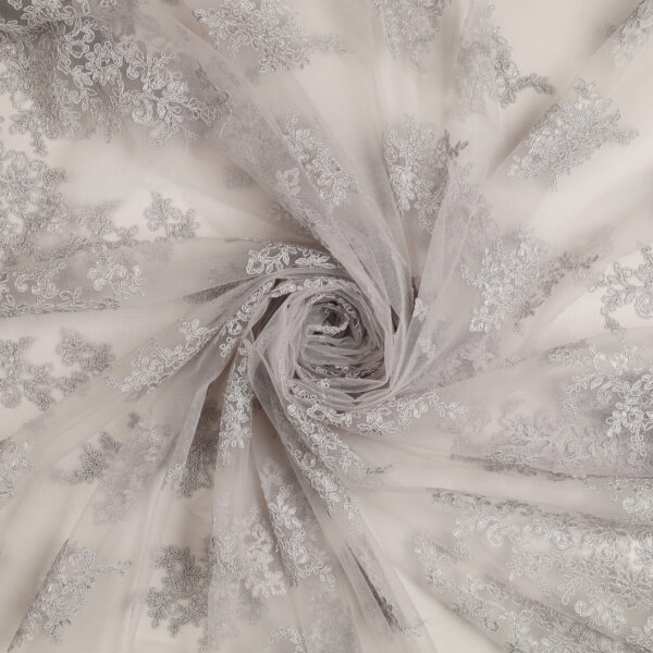 Pizzo Macramè Pregiato - Fantasia Giglio - Mezzo Metro - Grigio