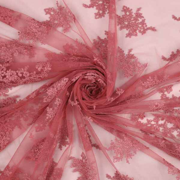 Pizzo Macramè Pregiato - Fantasia Giglio - Mezzo Metro - Rosa Sorrento