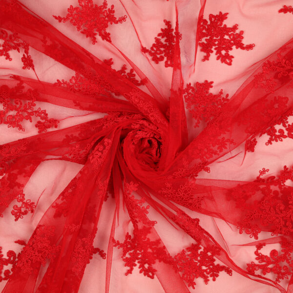 Pizzo Macramè Pregiato - Fantasia Giglio - Mezzo Metro - Rosso