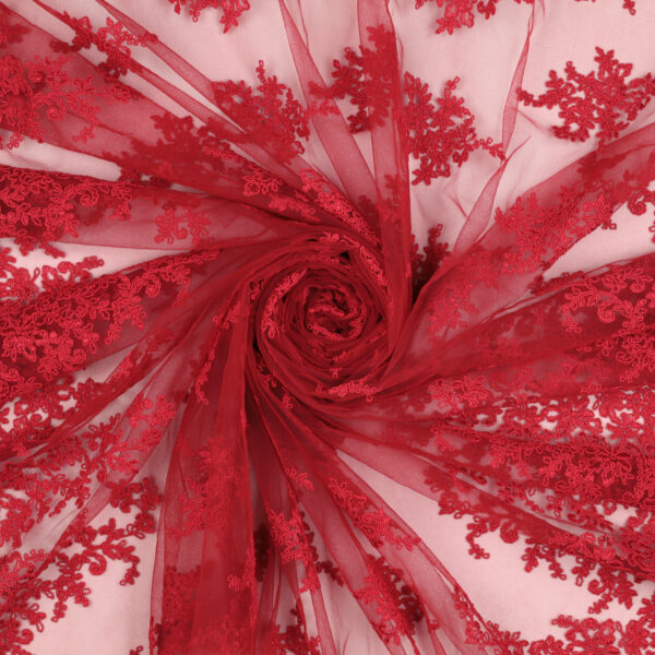 Pizzo Macramè Pregiato - Fantasia Giglio - Mezzo Metro - Rosso Carminio