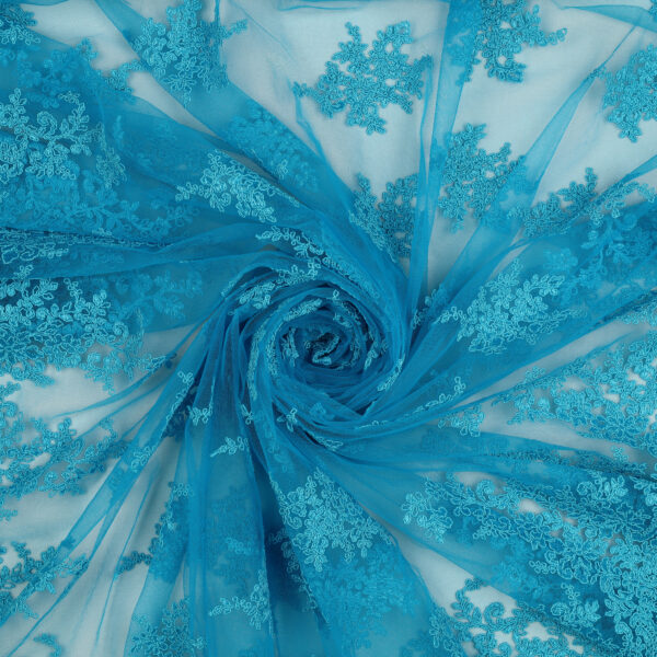 Pizzo Macramè Pregiato - Fantasia Giglio - Mezzo Metro - Turchese