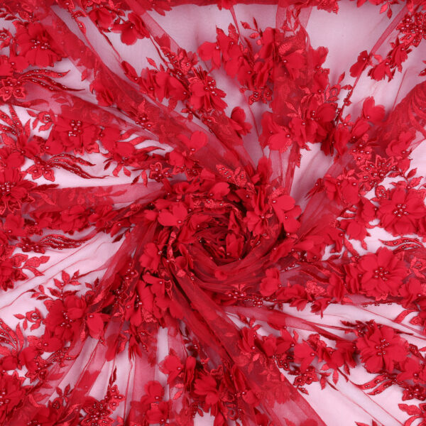 Pizzo Macramè Pregiato – Fantasia Paillettes – Mezzo Metro – Rosso