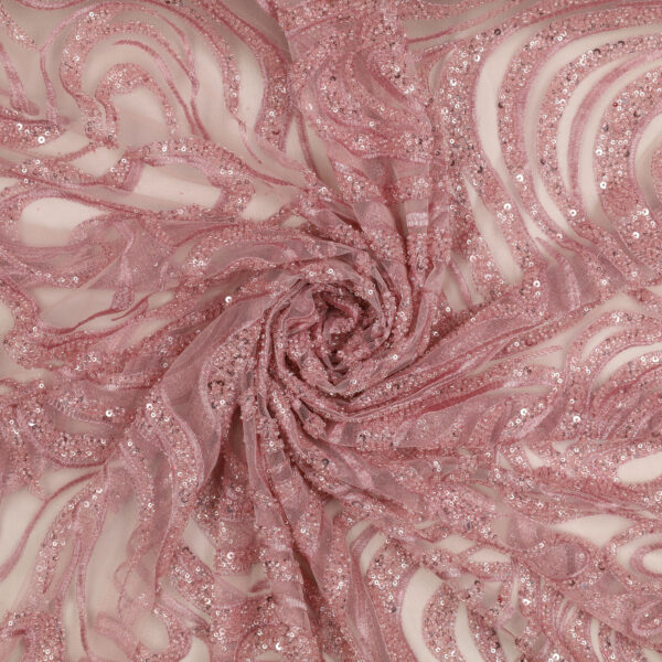 Pizzo Macramè Pregiato – Fantasia Onde – Mezzo Metro – Rosa Antico