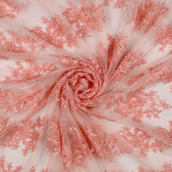 Pizzo Macramè Pregiato – Fantasia Cristallo Fiorito – Mezzo Metro – Rosa Antico