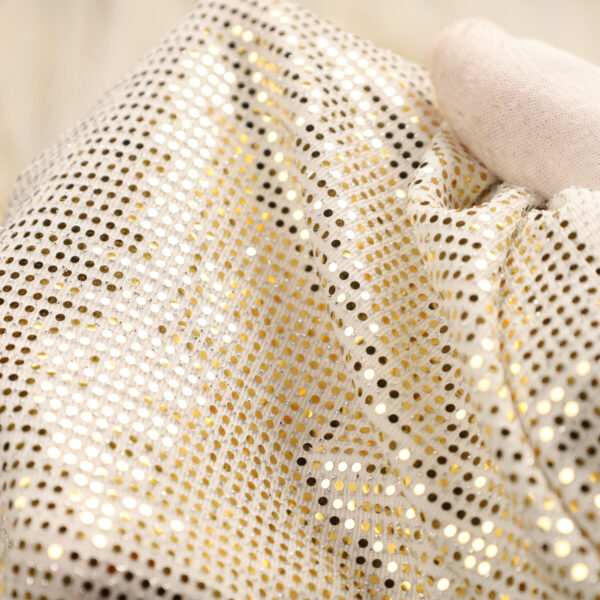 Paillettes Elastica Cerchio - al Metro - Bianco Paillettes Oro