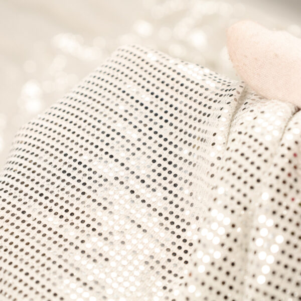 Paillettes Elastica Cerchio - al Metro - Bianco Paillettes Argento