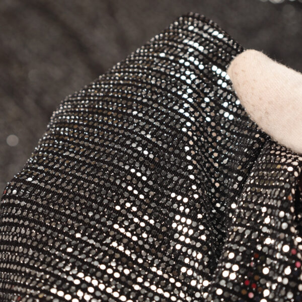 Paillettes Elastica Cerchio - al Metro - Nero Paillettes Argento