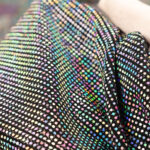 Paillettes Elastica Cerchio - al Metro - Nero Paillettes Argento Multicolor